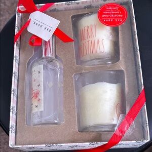 Rae Dunn Christmas Candle and Diffuser Set - Red and White